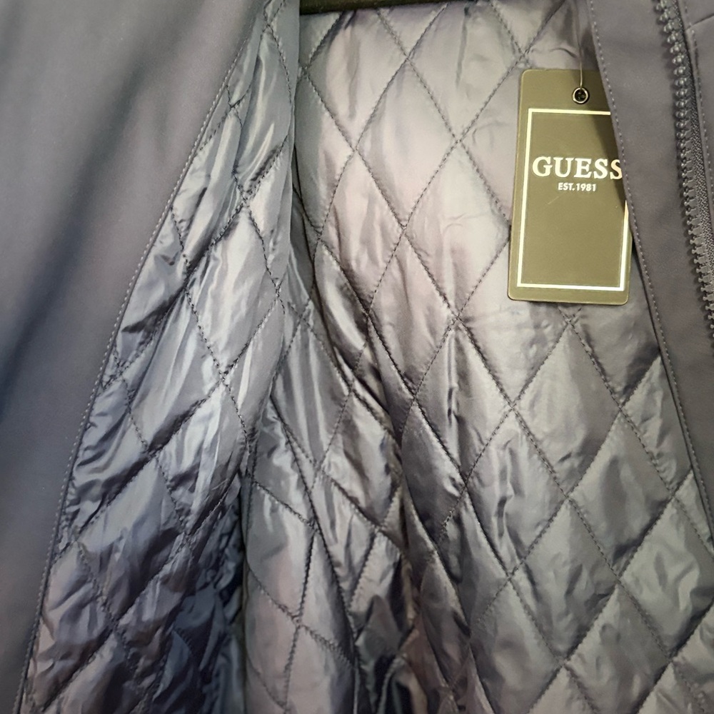 Guess Softshell Hooded Jacket Medium Blackened Blue - Picture 4 of 10